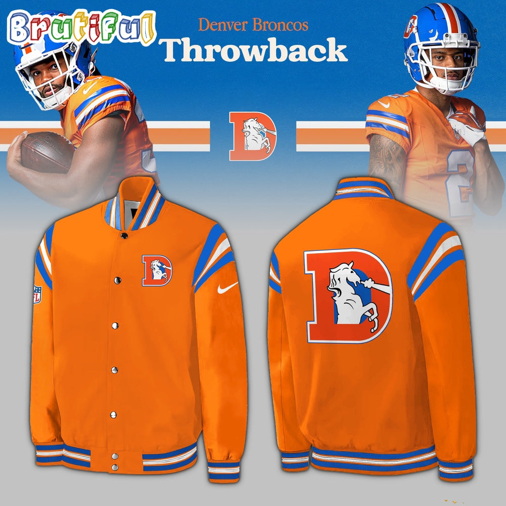 Denver Broncos NFL 2024 Throwback 1977 Orange Crush Baseball Jakcet