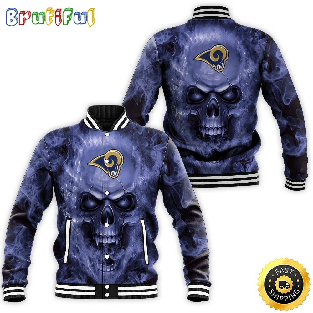 Los Angeles Rams Baseball Jacket Fans Skull