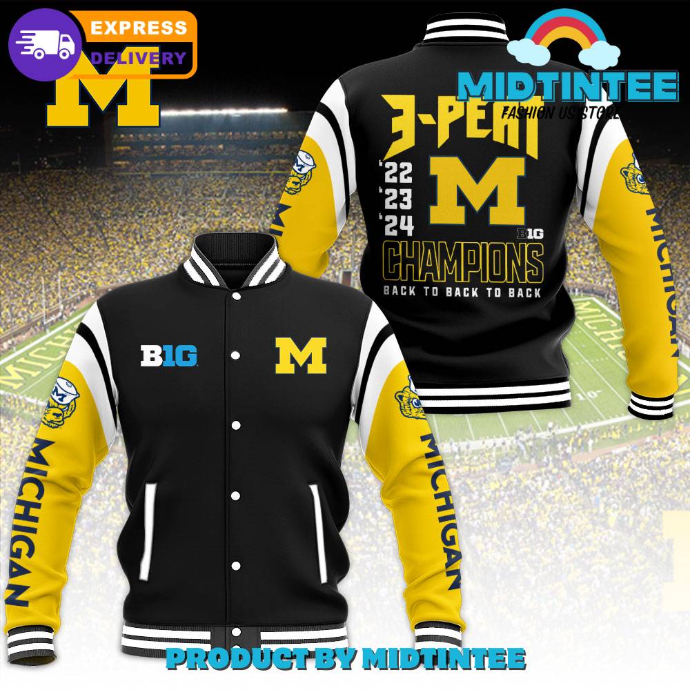 Michigan Wolverines Football 3 Peat Champions Varsity Jacket