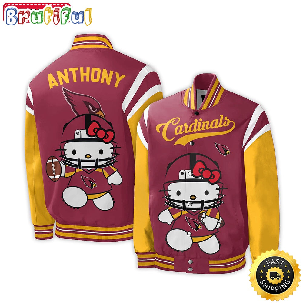 NFL Arizona Cardinals Baseball Jacket Hello Kitty Personalized Baseball Jacket