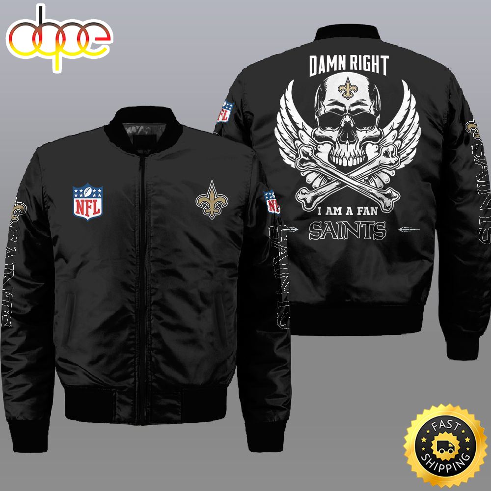Nfl New Orleans Saints Wings Skull 3D Bomber Jacket