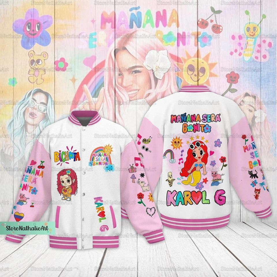 Colorful Cartoon Varsity Jacket - Fun Art Print, Unisex, Trendy Outerwear
