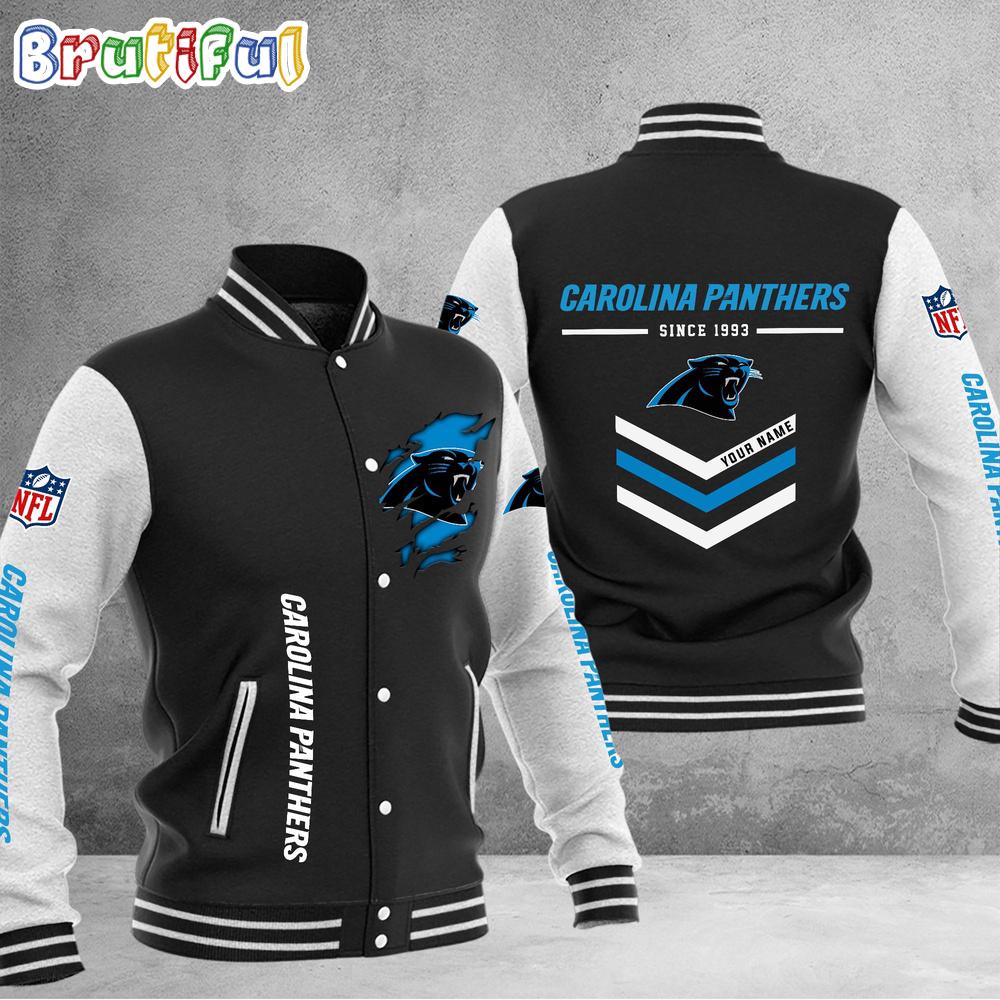 NFL Carolina Panthers Football Team Personalized Varsity Baseball Jacket