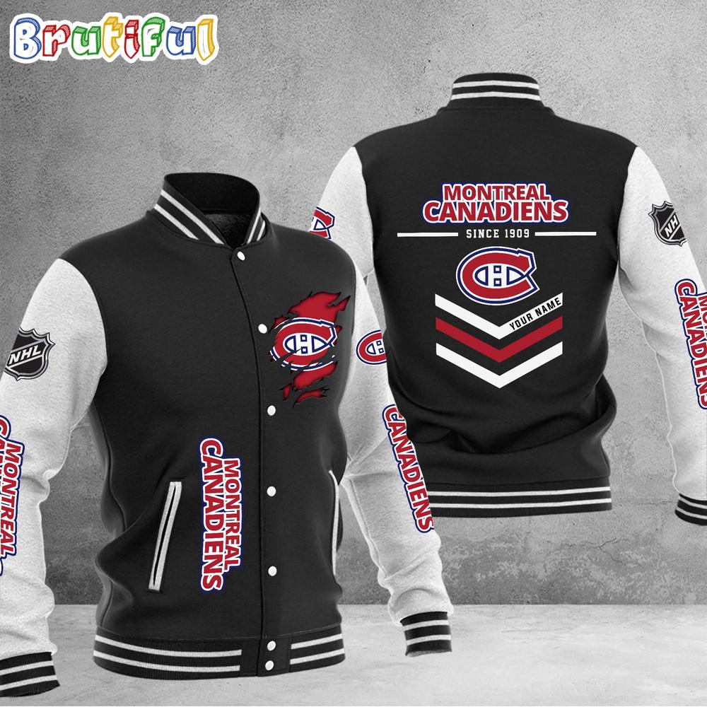 NHL Montreal Canadiens Hockey Team Personalized Varsity Baseball Jacket