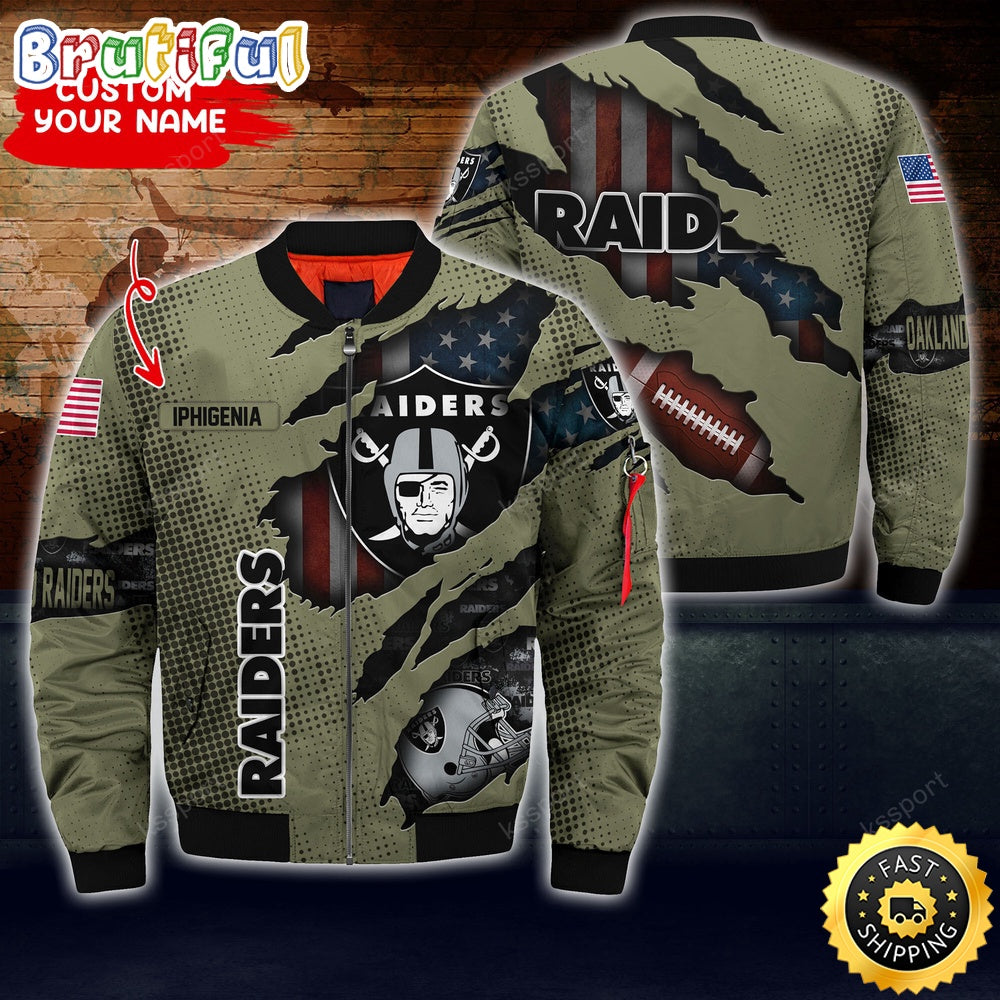 Personalized NFL Las Vegas Raiders Bomber Jacket Iconic Bomber Look