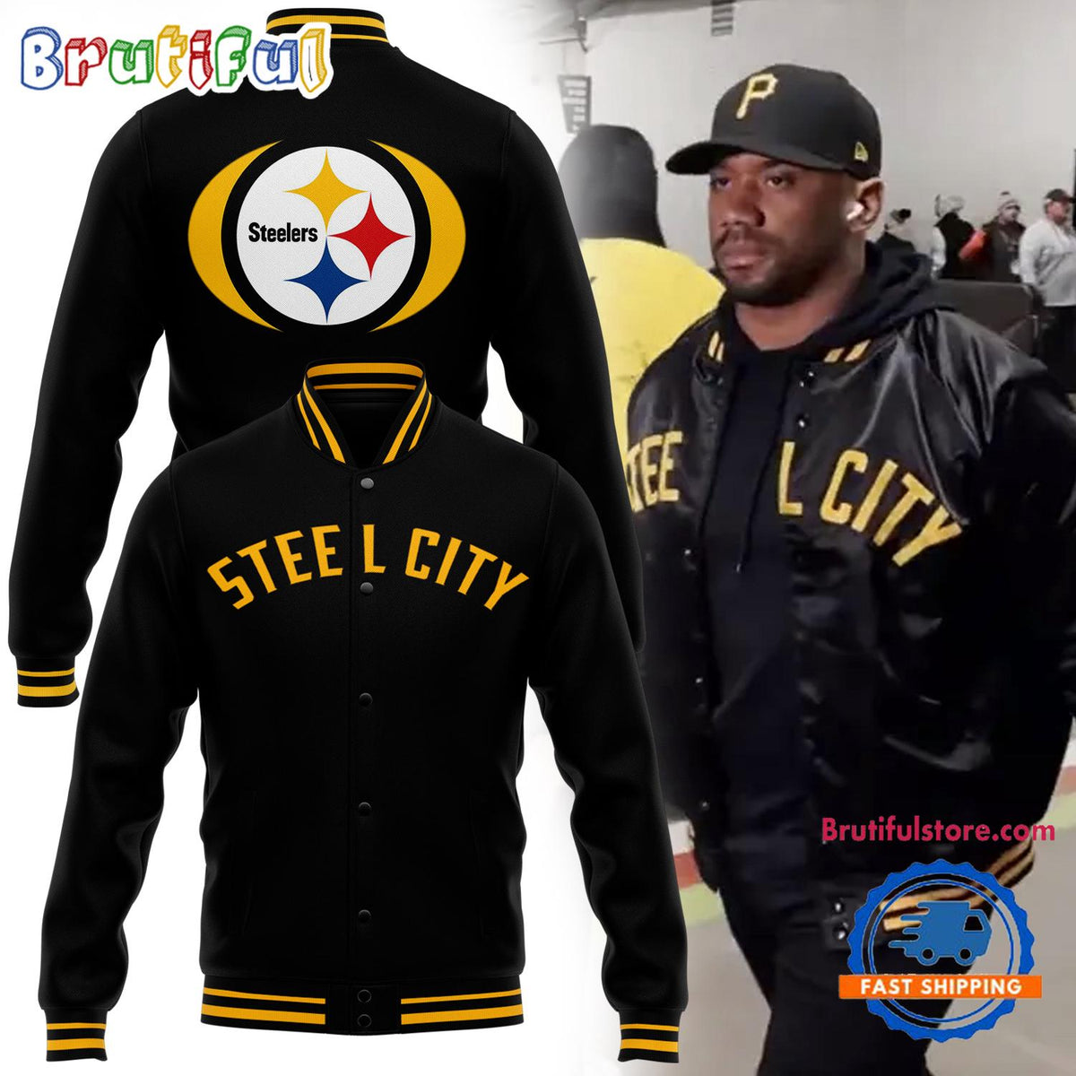 Pittsburgh Steelers Special New Russell Wilson Baseball Jacket
